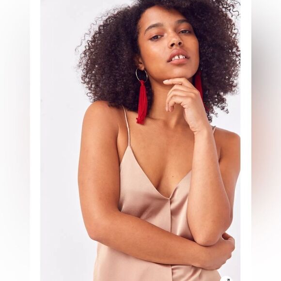NWT Urban Outfitters Satin Tie Back Slip Dress Bronze Size Small - Picture 6 of 16
